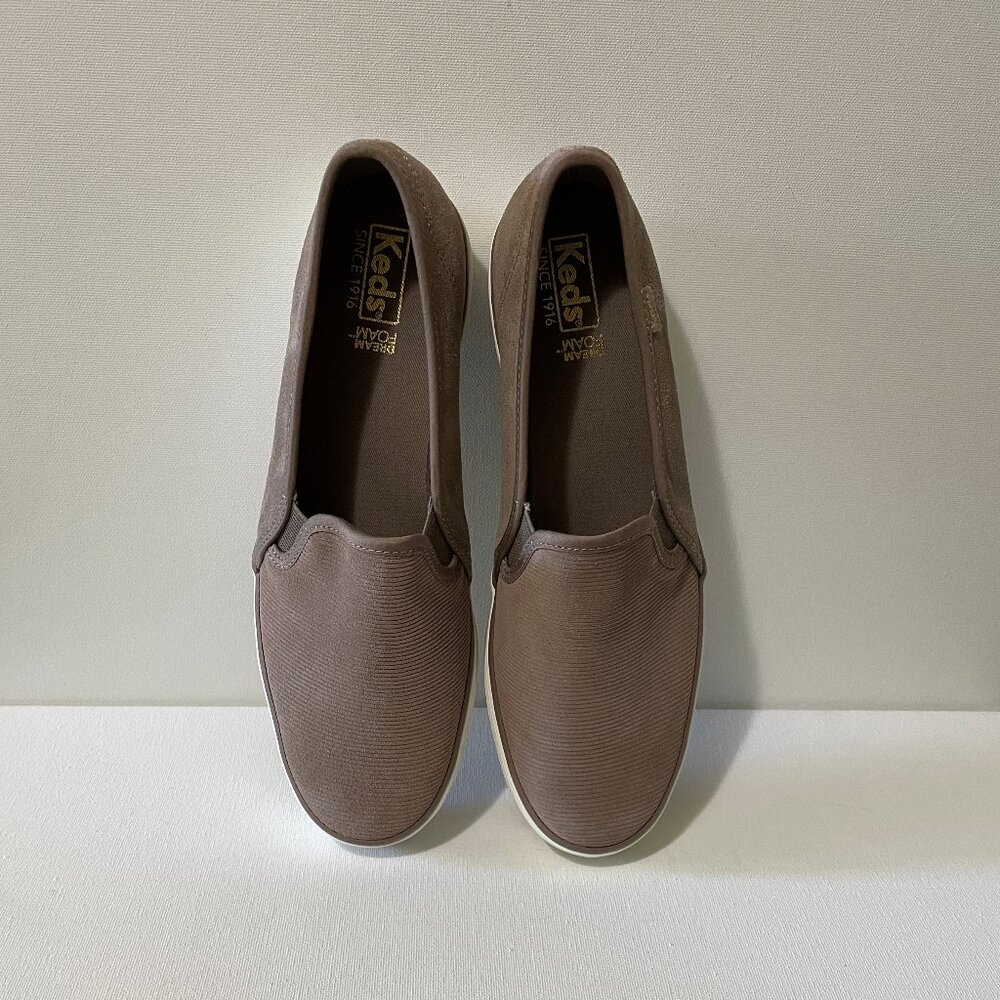 EUC Keds Women's Size 8 Soft Suede Taupe Double Decker Slip-ons